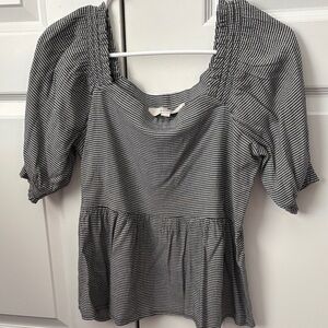Loft Black and White Striped Top